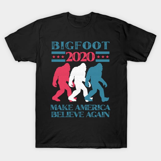 Bigfoot 2020 Make America Believe Again T-Shirt by benyamine